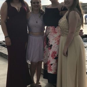 Maroon dress with slit (left side)